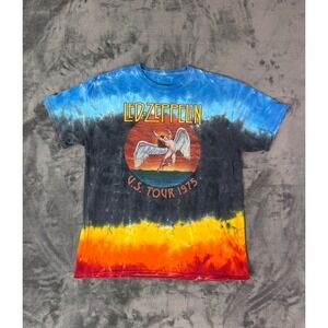 Led Zeppelin 1975 U.S.‎ Tour Tie Dye T-Shirt Men's L Multicolor Rock Concert Tee